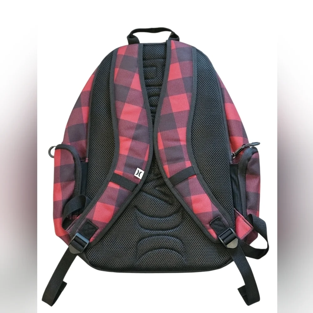 Hurley Red and Black Checkered Men's Skateboared Backpack, 15
